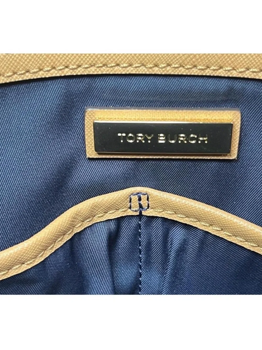 Tory Burch Robinson Camel Leather Tote Bag with Gold Hardware